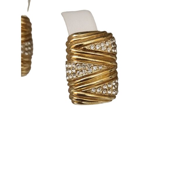 Vintage Signed Heavy Rhinestone Encrusted Ciner Clip Earrings (A4301) - Picture 2 of 5